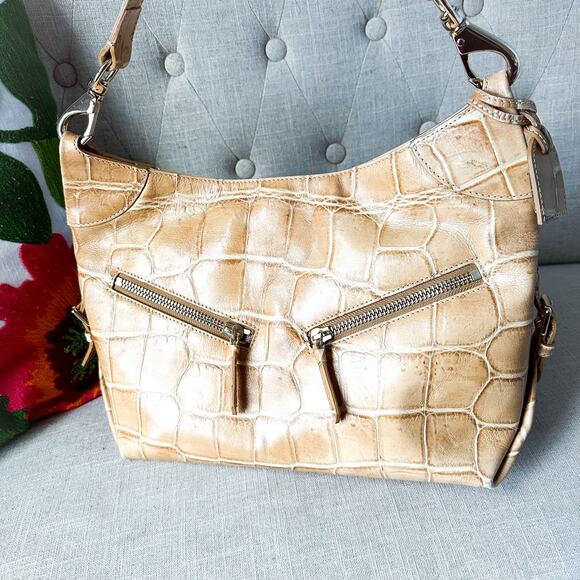 Vintage Mint DOONEY & BOURKE Tan Crocodile Embossed Leather Shoulder Bag - Picture 10 of 12